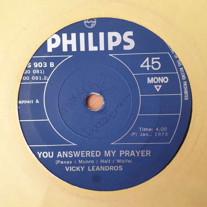 Vicky Leandros  The Love In Your Eyes - Vinyl 7" Record - Very-Good+ Quality (VG+) (verygoodplus)