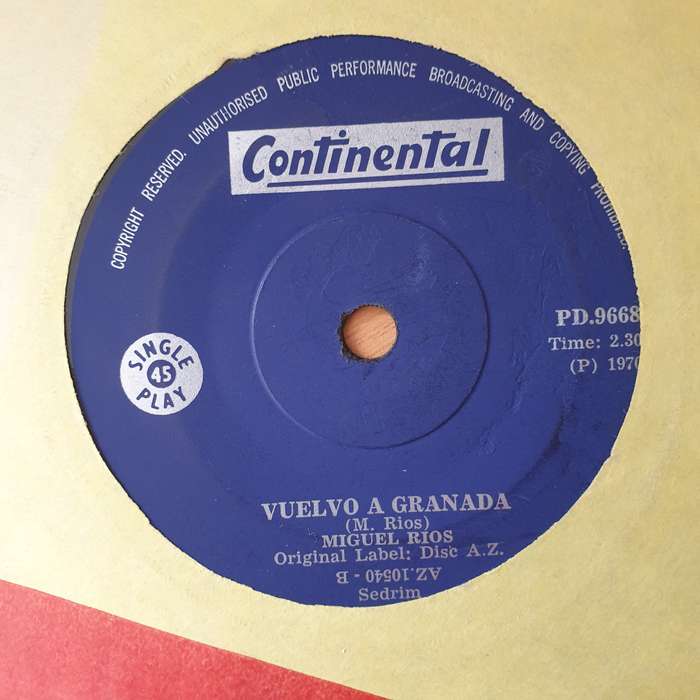 Miguel Ríos  A Song Of Joy - Vinyl 7" Record - Very-Good+ Quality (VG+) (verygoodplus)