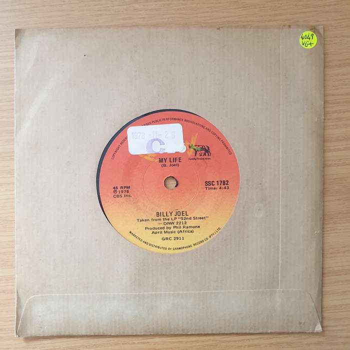 Billy Joel  My Life - Vinyl 7" Record - Very-Good+ Quality (VG+) (verygoodplus)