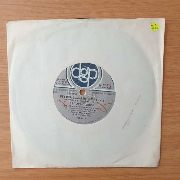 La Toya Jackson  Bet'cha Gonna Need My Lovin' - Vinyl 7" Record - Very-Good+ Quality (VG+) (ve...