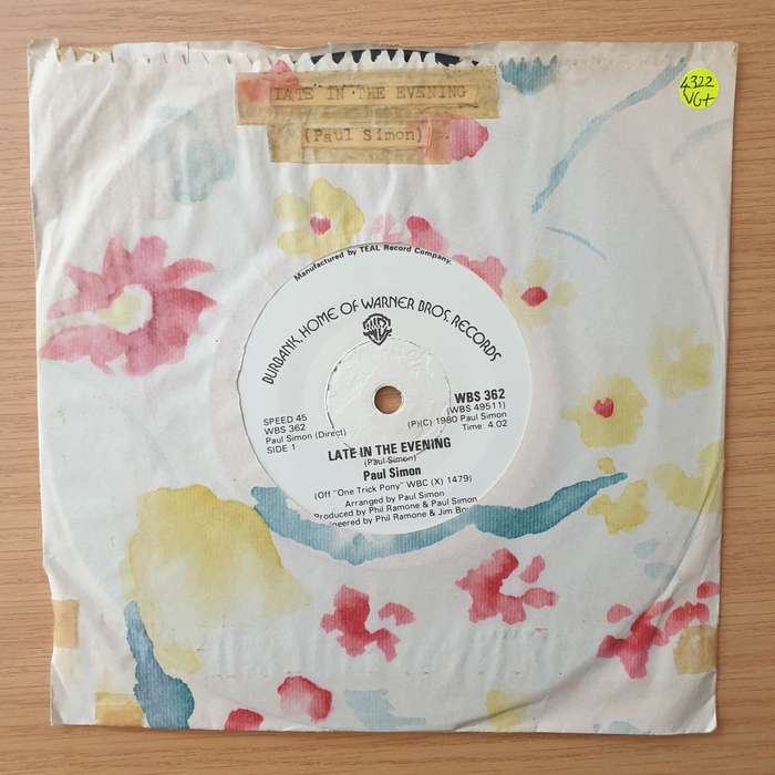 Paul Simon  Late In The Evening (Rhodesia)- Vinyl 7" Record - Very-Good+ Quality (VG+) (verygo...