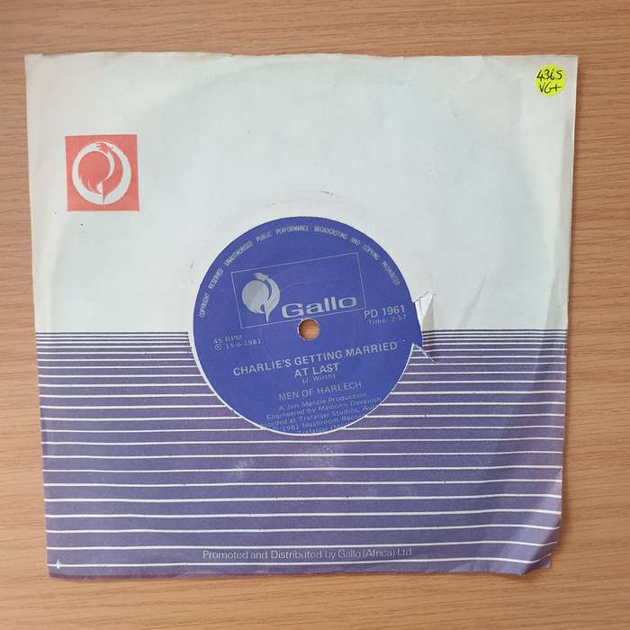 Men Of Harlech  Charlie's Getting Married At Last - Vinyl 7" Record - Very-Good+ Quality (VG+)...