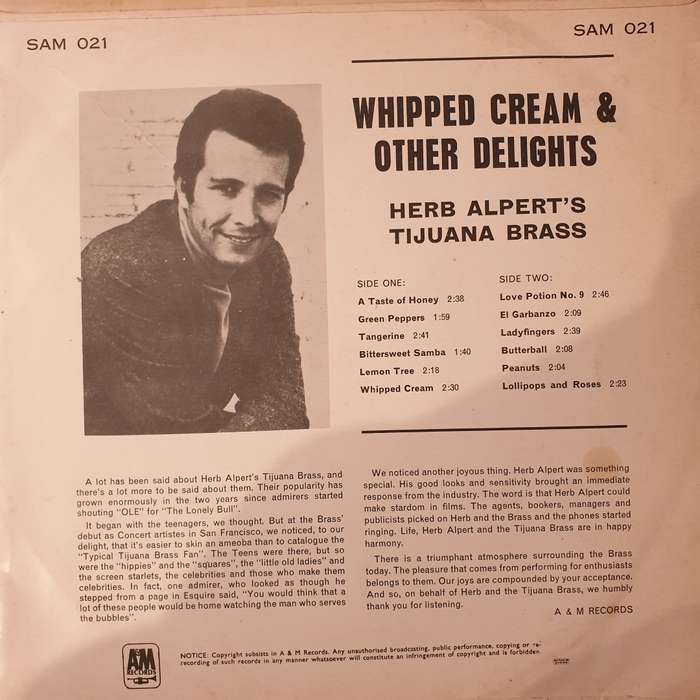 Herb Alpert's Tijuana Brass  Whipped Cream & Other Delights - Vinyl LP Record - Very-Good- Qua...