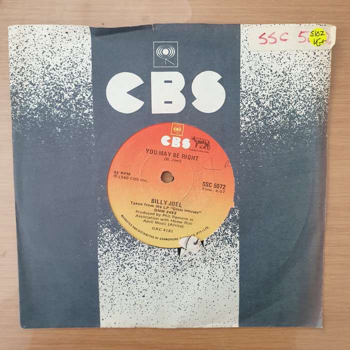 Billy Joel  You May Be Right -  Vinyl 7" Record - Very-Good+ Quality (VG+) (verygoodplus)