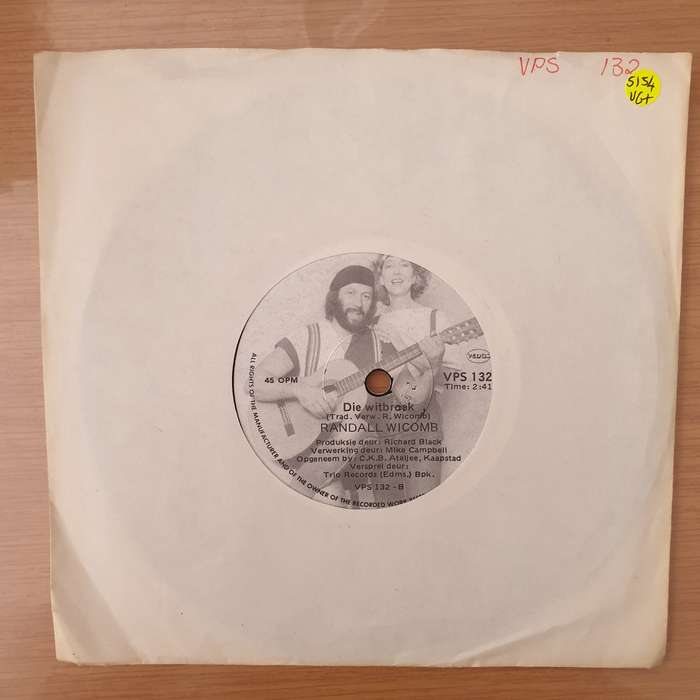 Randall Wicomb - Die Witbroek -  Vinyl 7" Record - Very-Good+ Quality (VG+) (verygoodplus)