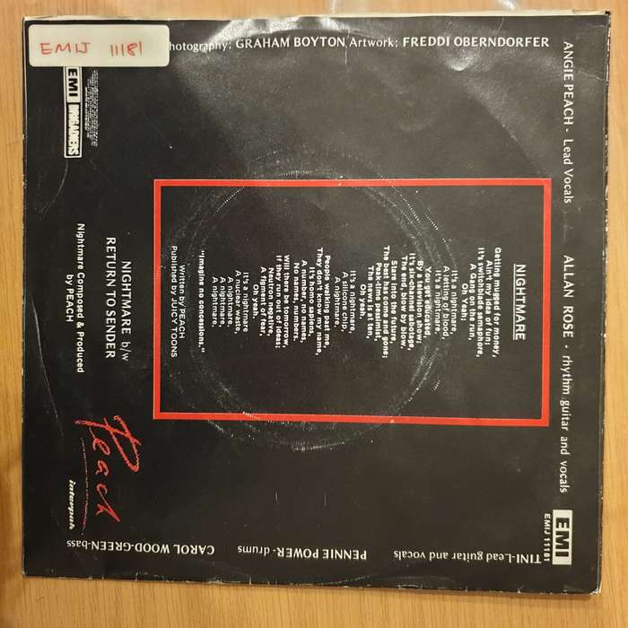 Peach  Nightmare -  Vinyl 7" Record - Very-Good+ Quality (VG+) (verygoodplus)