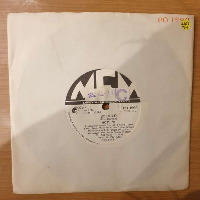 Hotline  You're So Good To Me / So Cold -  Vinyl 7" Record - Very-Good+ Quality (VG+) (verygoo...