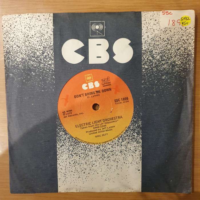 Electric Light Orchestra - Don't Bring Me Down -  Vinyl 7" Record - Very-Good+ Quality (VG+) (ver...