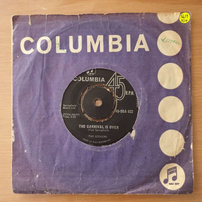 The Seekers  The Carnival Is Over - Vinyl 7" Record - Very-Good+ Quality (VG+) (verygoodplus)
