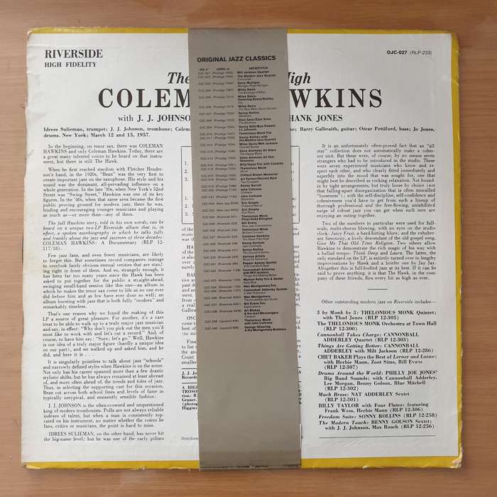 Coleman Hawkins  The Hawk Flies High - Vinyl LP Record - Very-Good+ Quality (VG+) (verygoodplus)