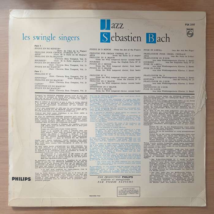 Les Swingle Singers  Jazz Sébastien Bach - Vinyl LP Record - Very-Good+ Quality (VG+) (verygo...