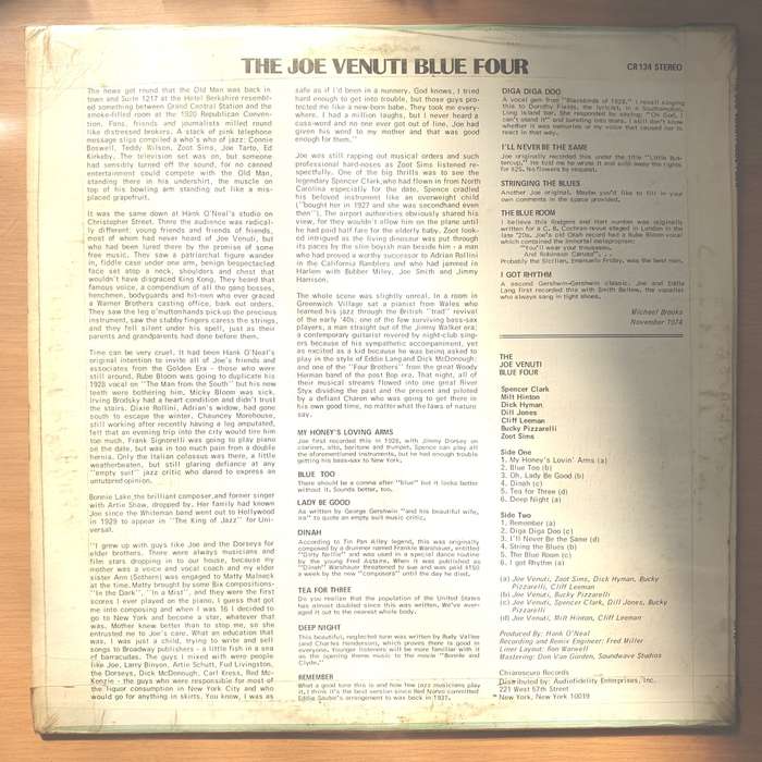 The Joe Venuti Blue Four  The Joe Venuti Blue Four - Vinyl LP Record - Very-Good+ Quality (VG+...