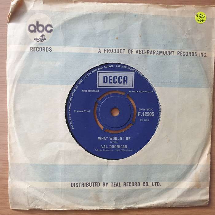 Val Doonican  What Would I Be - Vinyl 7" Record - Very-Good+ Quality (VG+) (verygoodplus)