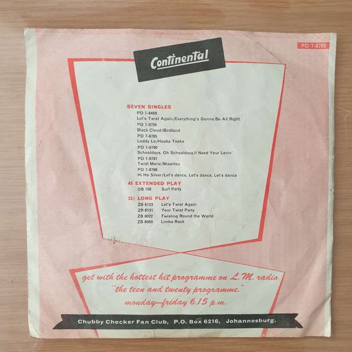 Chubby Checker  Loddy Lo / Hooka Tooka - Vinyl 7" Record - Very-Good+ Quality (VG+) (verygoodp...
