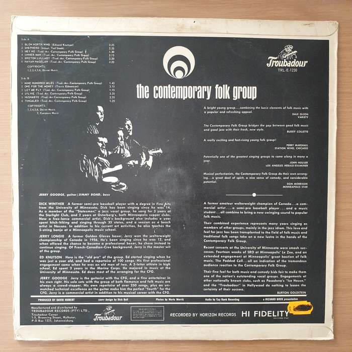 Contemporary Folk Group  Contemporary Folk Group - Vinyl LP Record - Very-Good+ Quality (VG+)