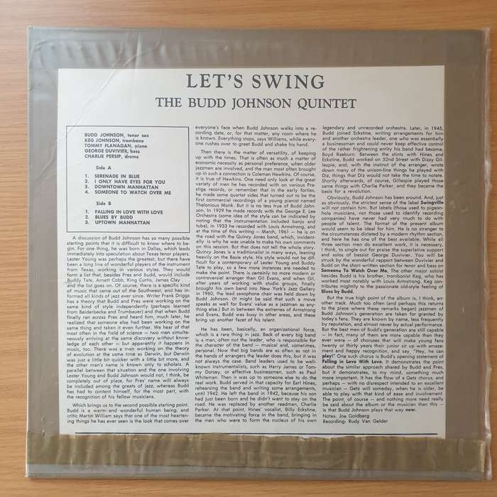 The Budd Johnson Quintet  Let's Swing - Vinyl LP Record - Very-Good Quality (VG)
