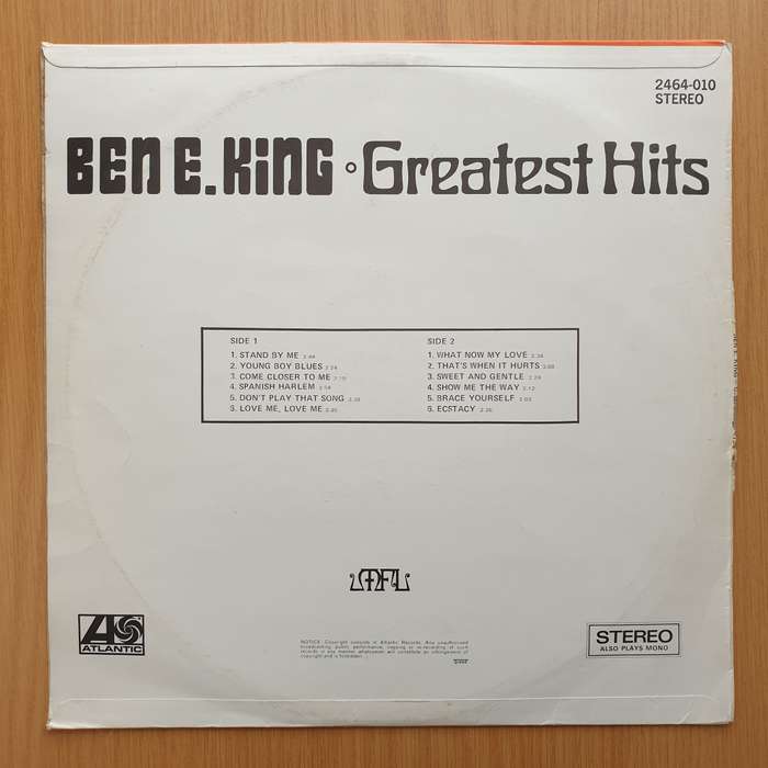 Ben E. King  Greatest Hits - Vinyl LP Record - Very-Good+ Quality (VG+)