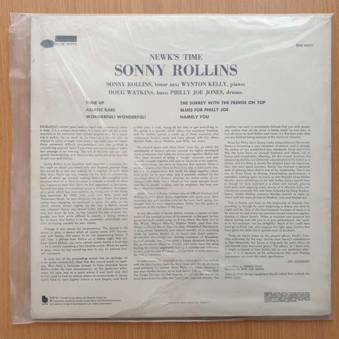Sonny Rollins  Newk's Time -  Vinyl LP Record - Very-Good+ Quality (VG+)