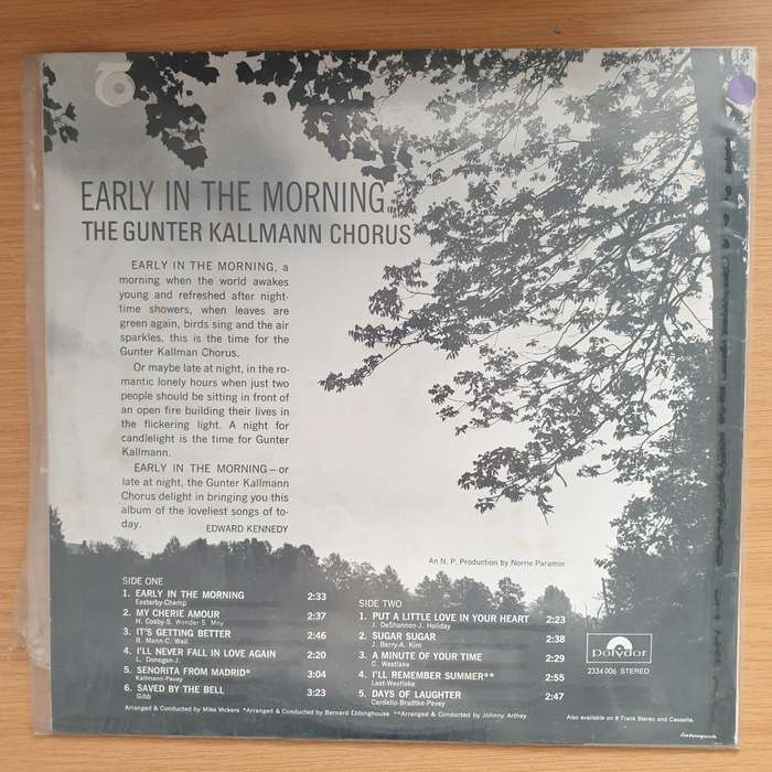 The Gunter Kallmann Chorus  Early In The Morning - Vinyl LP Record - Very-Good+ Quality (VG+)