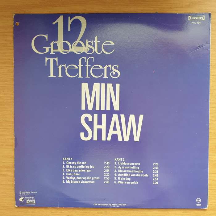 Min Shaw - 12 Grootse Treffers - Vinyl LP Record - Very-Good+ Quality (VG+)
