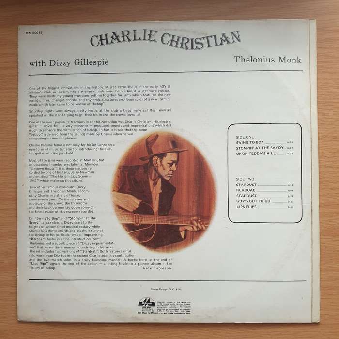 Charlie Christian with Dizzy Gillespie & Thelonius Monk - Vinyl LP Record - Very-Good+ Quality (VG+)