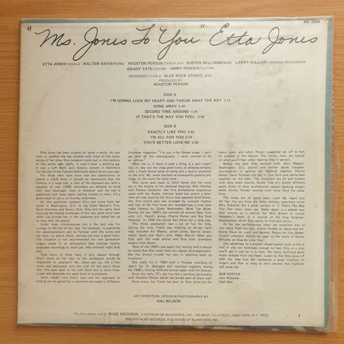 Etta Jones  Ms Jones To You  - Vinyl LP Record - Very-Good- Quality (VG-)