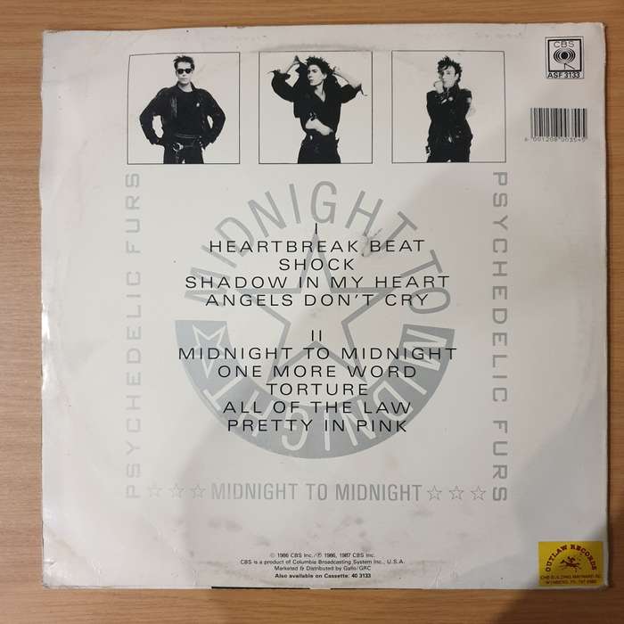 The Psychedelic Furs  Midnight To Midnight  Vinyl LP Record - Very-Good+ Quality (VG+)
