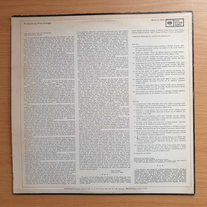 Whiteman And His Orchestra Featuring Bing Crosby - Vinyl LP Record - Very-Good+ Quality (VG+)