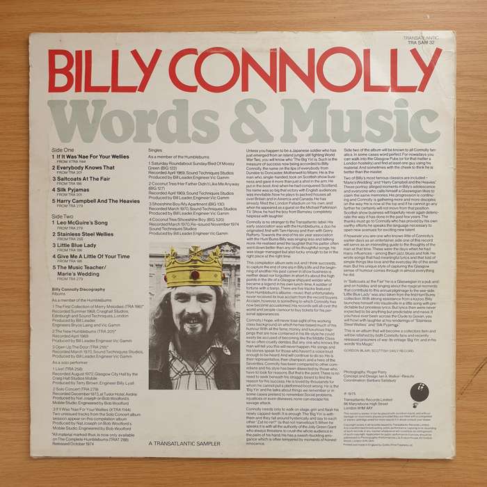 Billy Connolly  Words & Music -  Vinyl LP Record - Very-Good+ Quality (VG+) (verygoodplus)