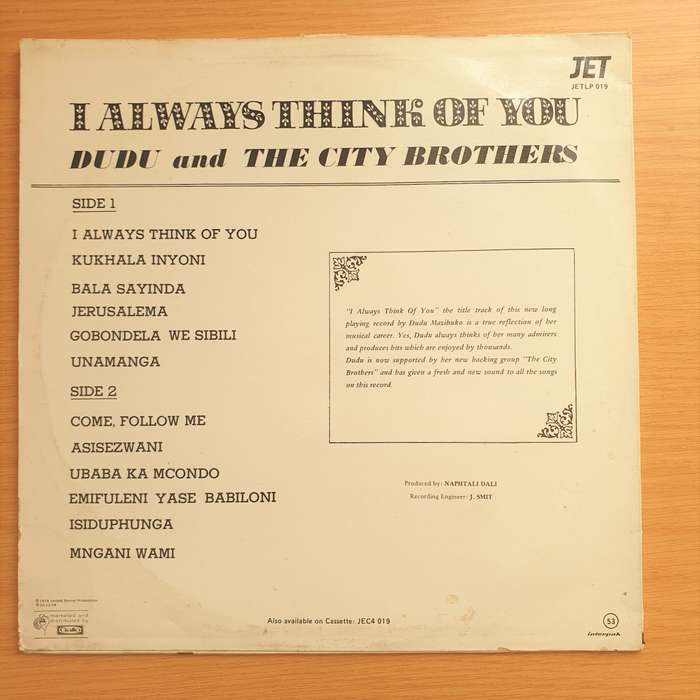 Dudu and The City Brothers - I Always Think of You - Vinyl LP Record - Very-Good+ Quality (VG+) (...