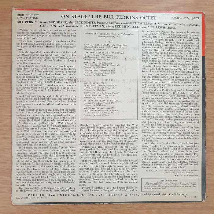 Bill Perkins Octet  On Stage -  Vinyl LP Record - Very-Good Quality (VG) (verry)