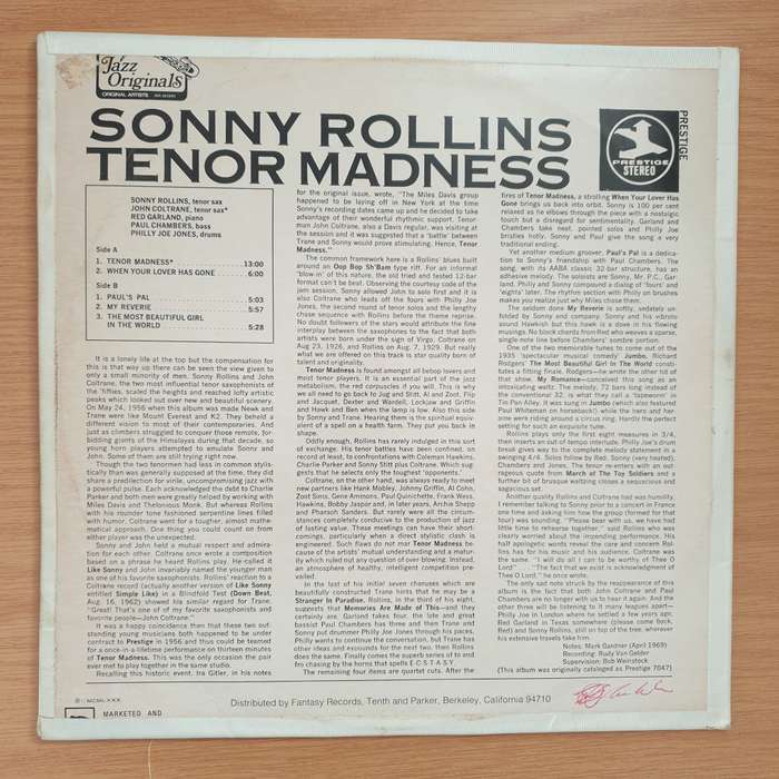 Sonny Rollins  Tenor Madness -  Vinyl LP Record - Very-Good Quality (VG) (verry)