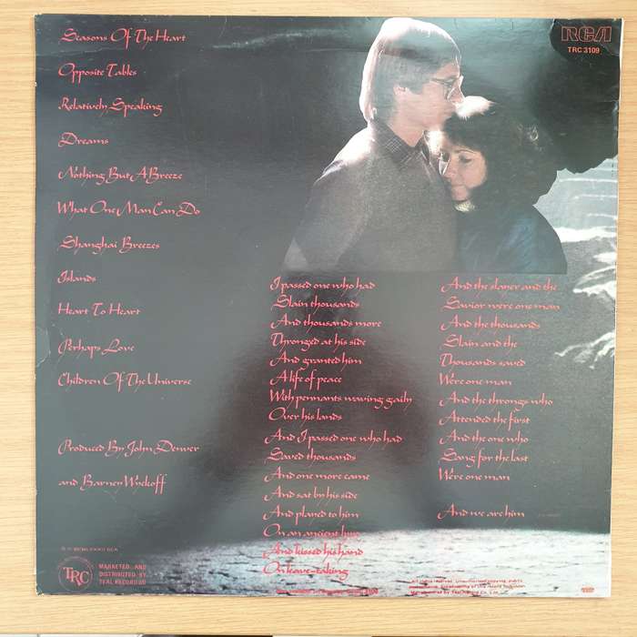 John Denver  Seasons Of The Heart  - Vinyl LP Record - Very-Good+ Quality (VG+) (verygoodplus)
