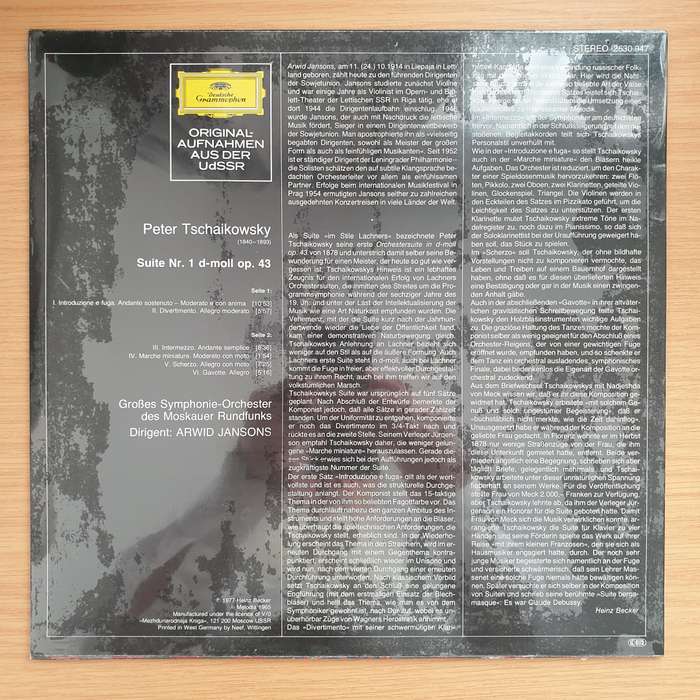 Tschaikowsky - Peter Tschaikowsky - Arwid Jansons, Großes Symphonie-Orchester Des Moskauer Rundf...