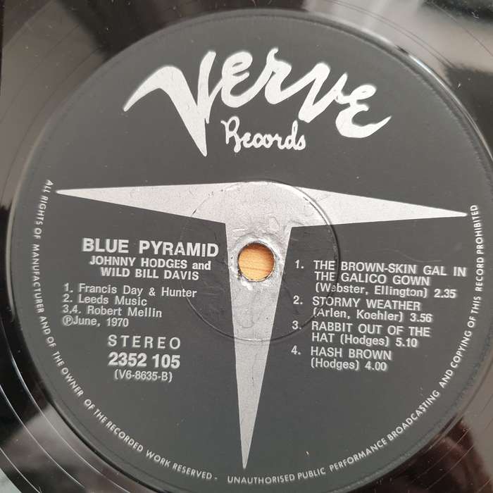 Johnny Hodges, Wild Bill Davis  Blue Pyramid (1970) - Vinyl LP Record - Very-Good+ Quality (VG+)