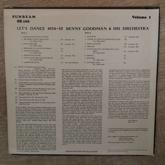 Benny Goodman And His Orchestra  The Let's Dance Broadcasts 1934-35 - Vinyl LP Record - Ope...