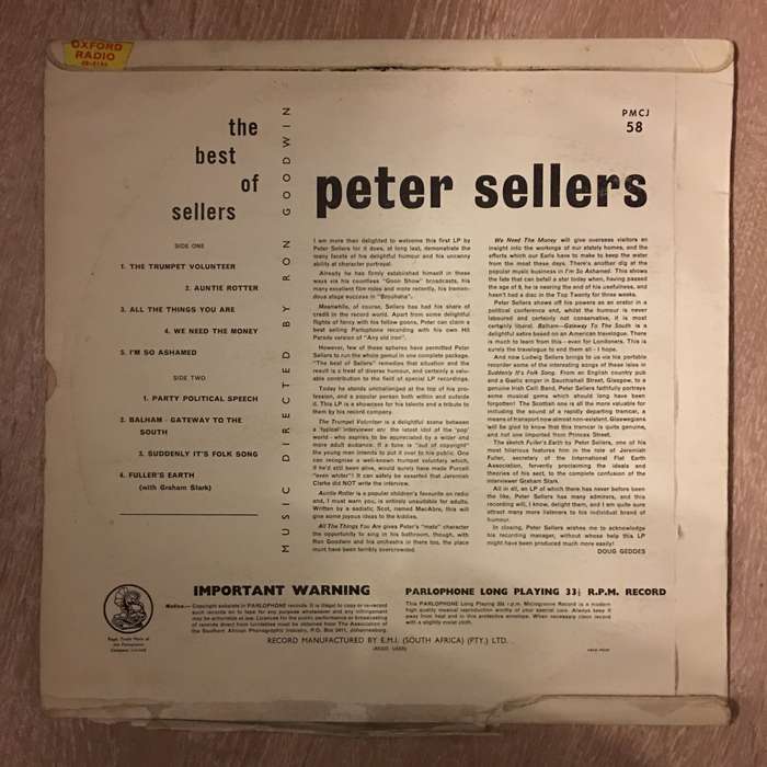 Peter Sellers - The Best of Sellers - Vinyl LP Record - Opened  - Very-Good+ Quality (VG+)
