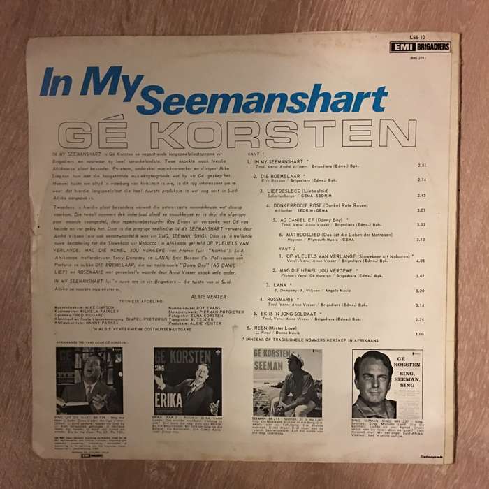 Ge Korsten - In My Seemanshart   - Vinyl LP Record - Opened  - Very-Good Quality (VG)