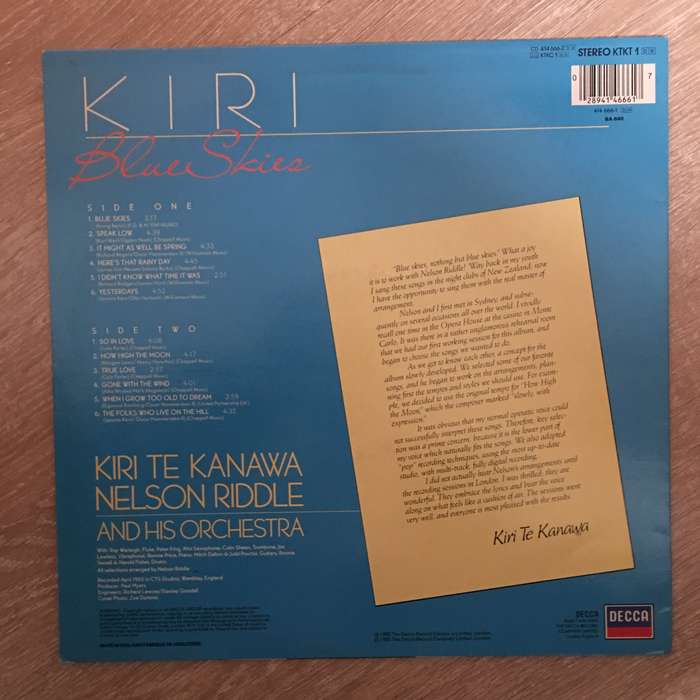 Kiri - Nelson Riddle And His Orchestra  Blue Skies - Vinyl LP Record - Opened  - Very-Go...