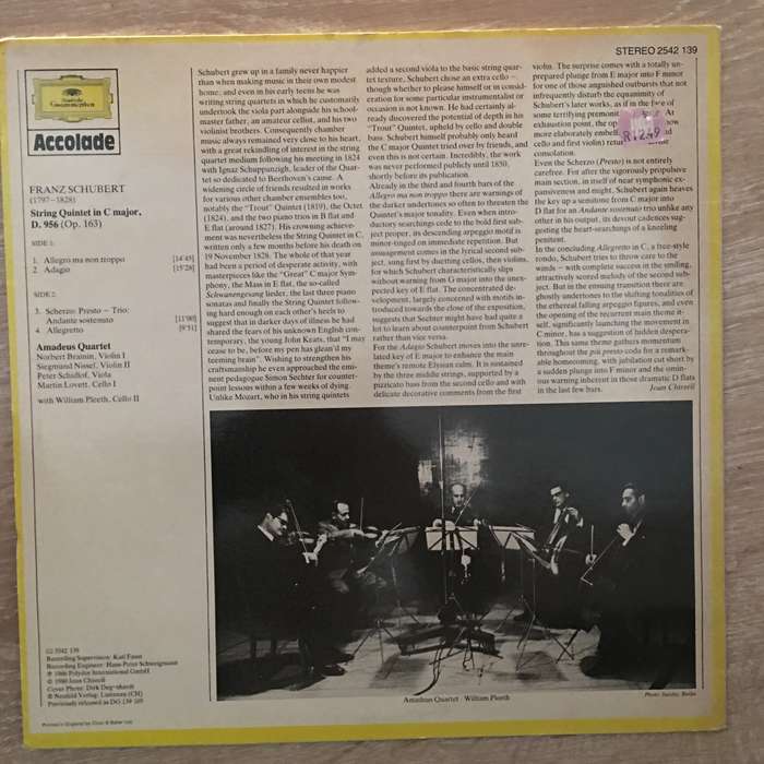 Schubert / Amadeus Quartet & William Pleeth  Schubert: String Quintet In C Major, D 956 (Op...
