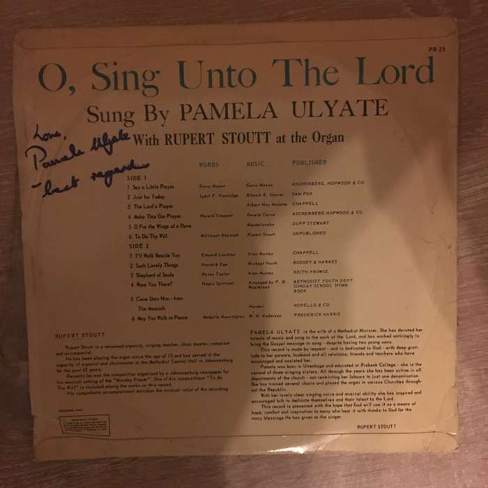 Pamela Ulyate - O'Sing - Autographed cover and record - Vinyl LP Record - Opened  - Very-Good- Qu...