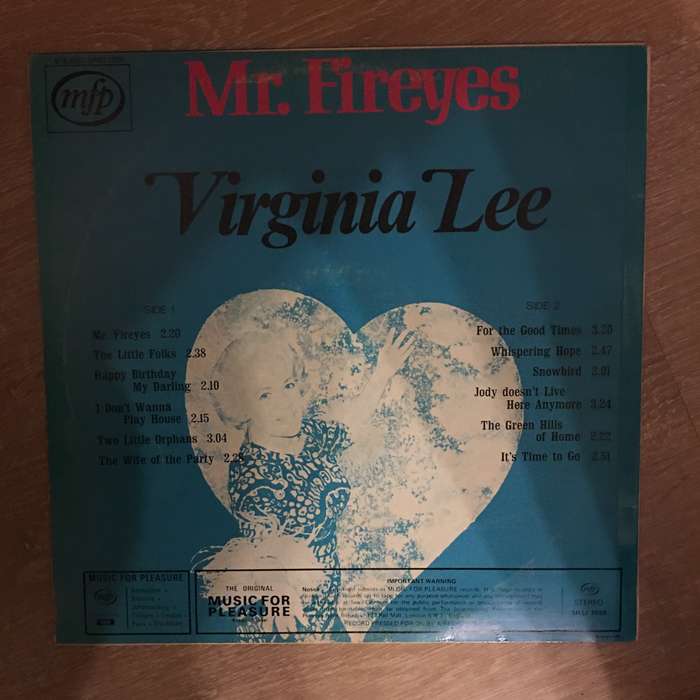 Virginia Lee - Mr Fireyes- Vinyl LP Record - Opened  - Very-Good+ Quality (VG+)
