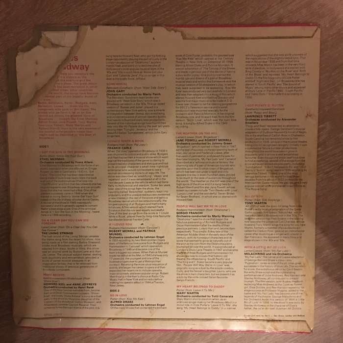 The Great Stars - Vol 10 - Memories Of Broadway - Vinyl LP Record - Opened  - Very-Good+ Quality ...