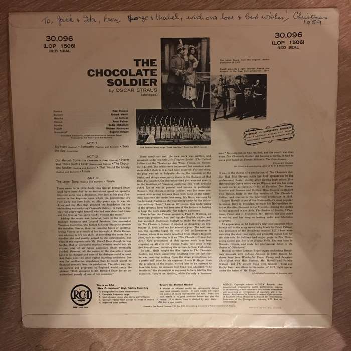 The Chocolate Soldier - Original Cast Recording - Vinyl LP Record - Opened  - Very-Good Quality (VG)