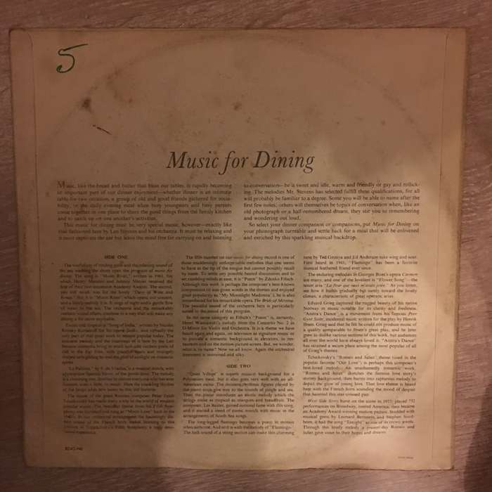 Music For Dining - Mood Music For Relaxation - No 6 -  Vinyl LP Record - Very-Good+ Quality (VG+)