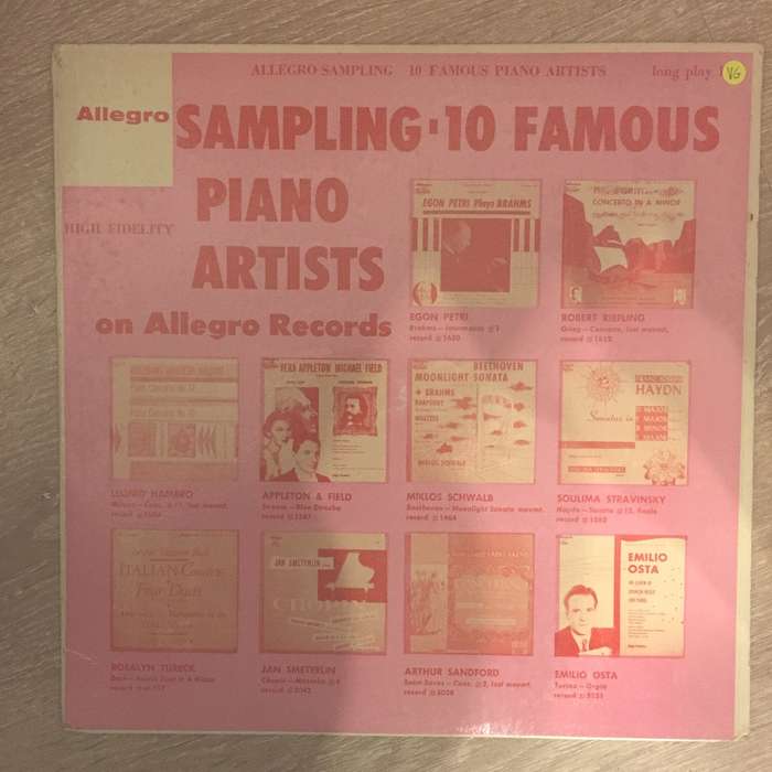 Allegro Sampling 10 Famous Piano Artists - Vinyl LP Record - Opened  - Very-Good Quality (VG)