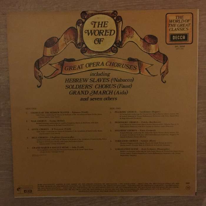 The World Of Great Opera Choruses - Vinyl LP Record - Opened  - Very-Good Quality (VG)