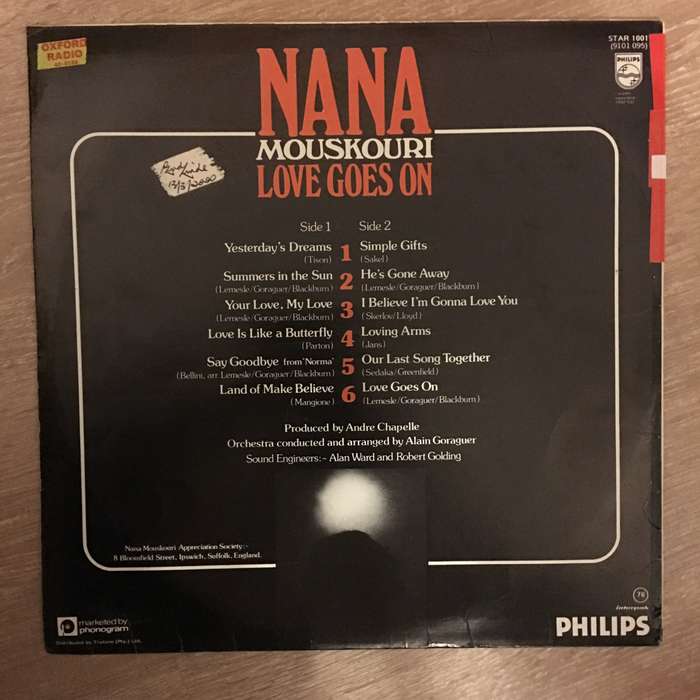 Nana Mouskouri  Love Goes On -  Vinyl LP Record - Opened  - Very-Good+ Quality (VG+)