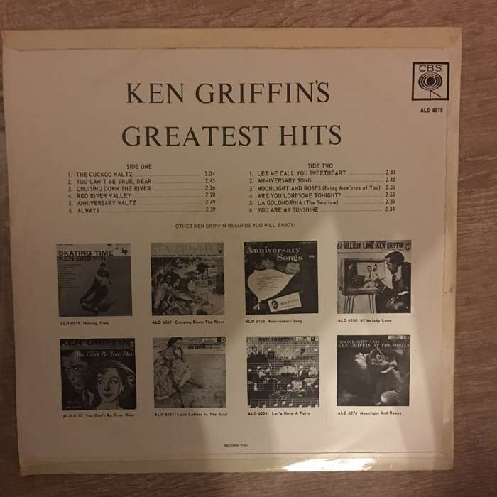 Ken Griffin's Greatest Hits -  Vinyl LP Record - Opened  - Very-Good+ Quality (VG+)