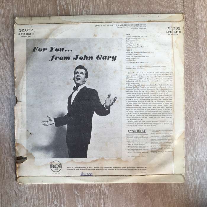John Gary Sings Your All Time Favorite Songs - Vinyl LP Record  - Opened  - Very-Good+ Quality (VG+)